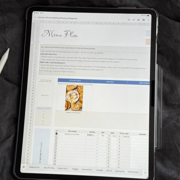 wedding planner google sheets